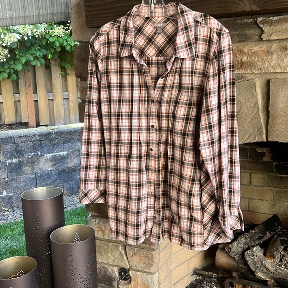 J Jill Plaid Button Down Large Petite - Picture 1 of 7
